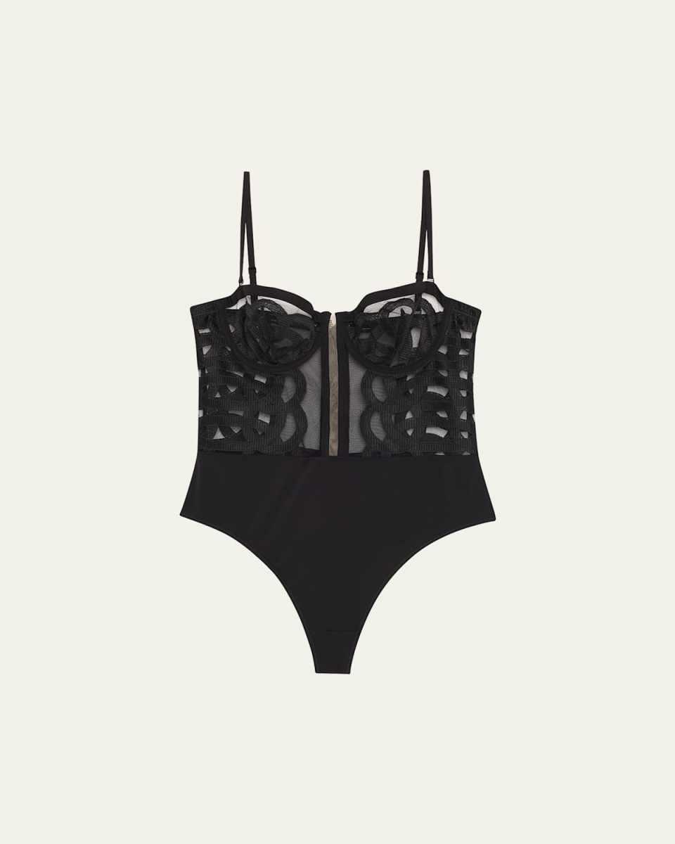 Kimbaku Strapless Embroidered Bodysuit
